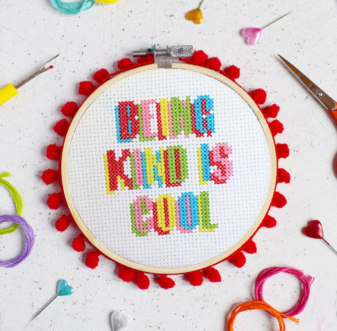 The Make Arcade: "Being Kind Is Cool" Cross Stitch Kit