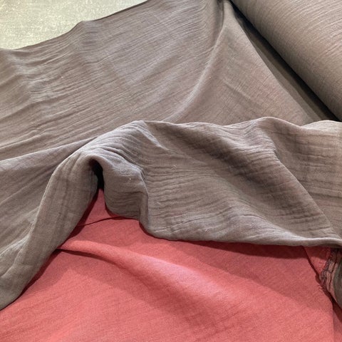 Double Sided Cotton Double Gauze: Dark Grey/Mauve