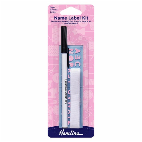 Hemline Name Label Kit: Iron on tape with Pen and Stencil