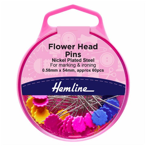 Hemline Flower/Flat Head Pins: Nickel - 54mm, 60pcs