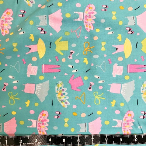 Riley Blake: Ballerina Bows - Aqua Ballerina Wardrobe