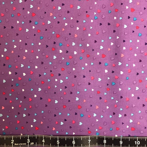 0.35m Bolt End Studio E Fabrics: Unicorn Kisses - Purple Hearts