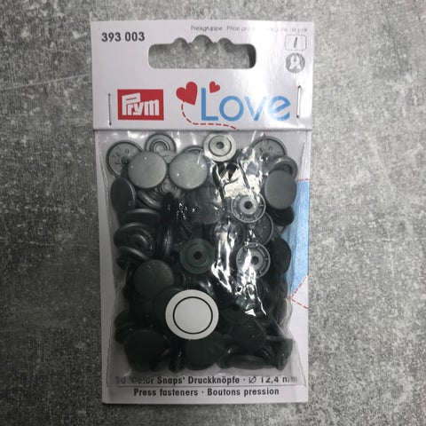 Prym Assorted Grey/Black Non-sew Colour Snaps - 12.4mm 30 Pieces