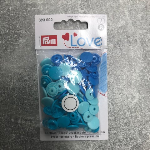 Prym Turquoise/Blue Non-sew Colour Snaps - 12.4mm 30 Pieces