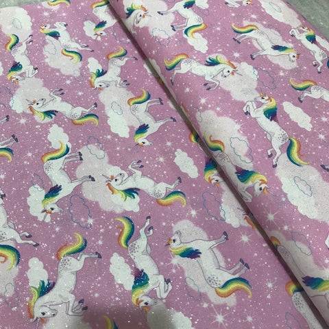 Robert Kaufman: Enchanted Unicorns Pink
