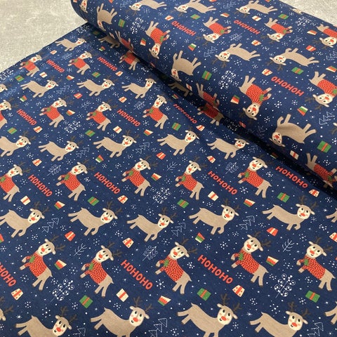 HoHoHo Reindeers Cotton Jersey
