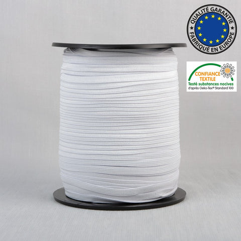 White Braided Elastic: 3mm