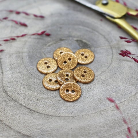 Atelier Brunette Glitter Buttons Ochre 12mm