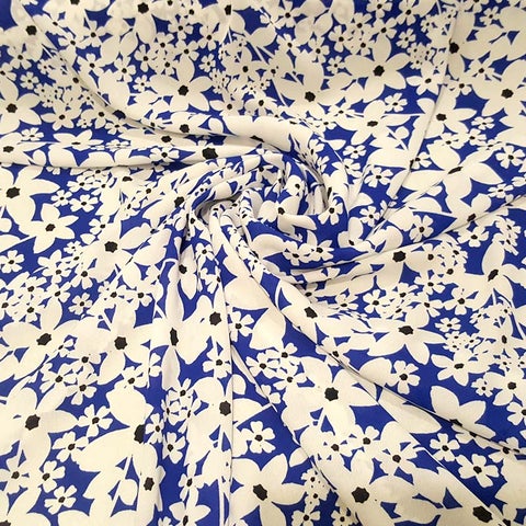 White Vinca on Cobalt Blue Crepe